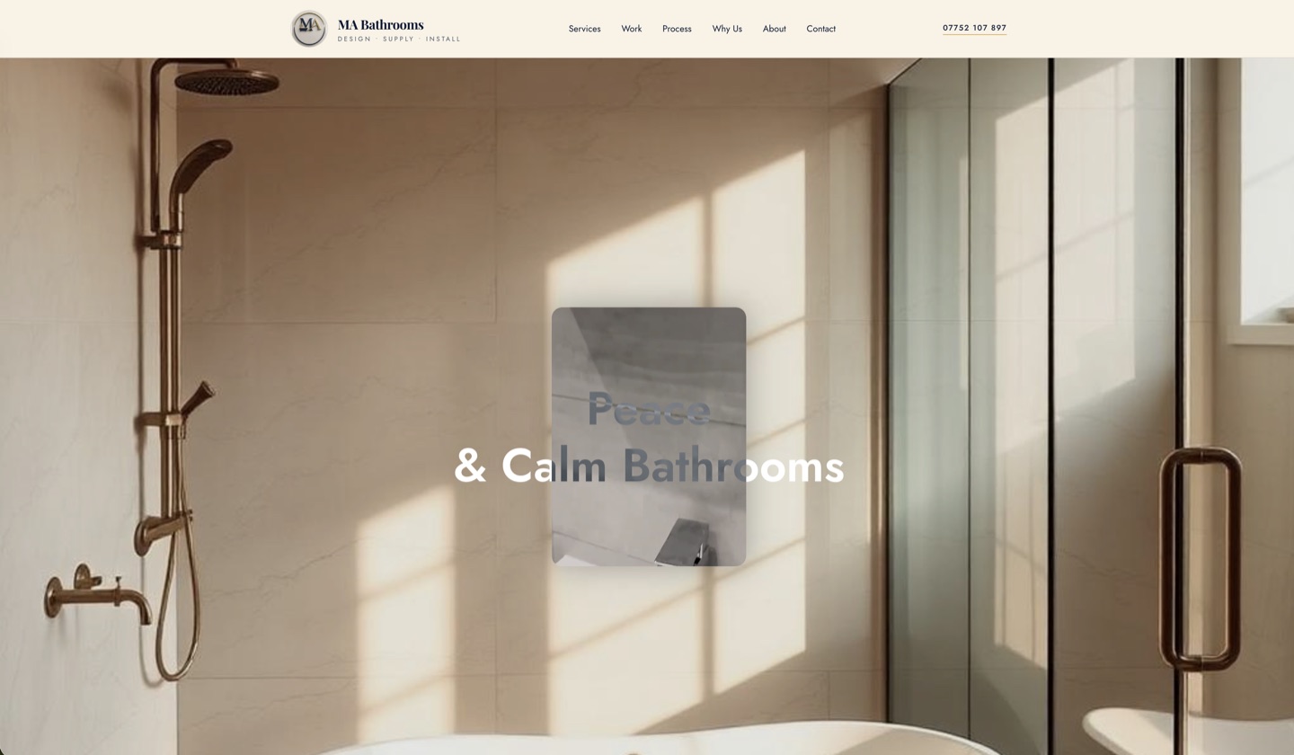 MA Bathroom Renovation concept website preview