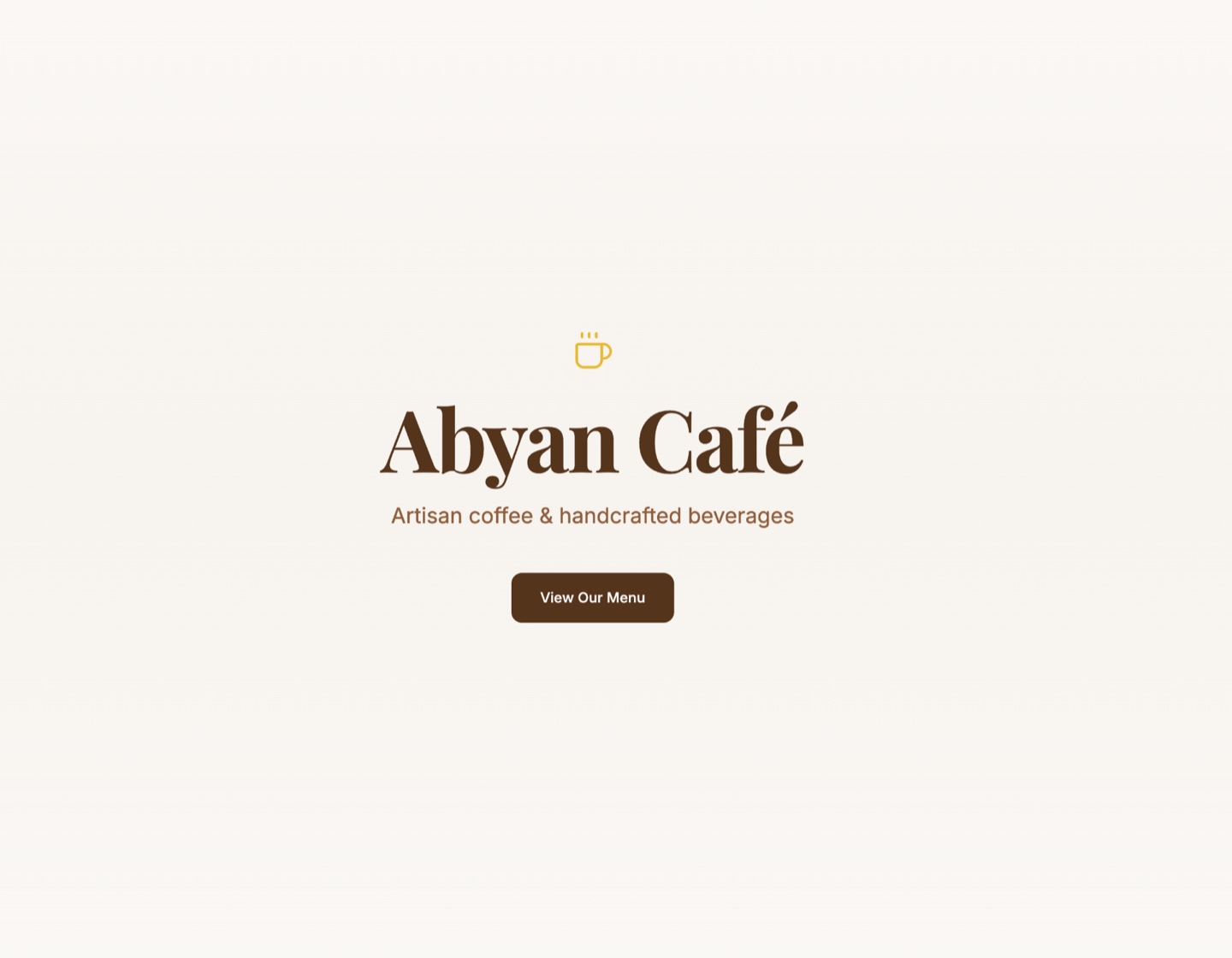 Abyan Cafe website concept showing the café atmosphere