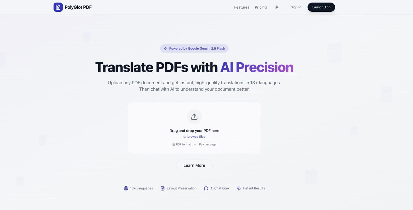 PolyGlotPDF website preview